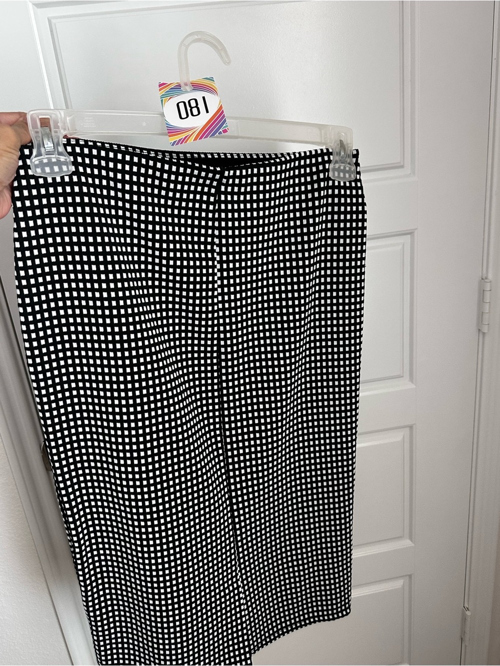 Women’s Black White Mini Gingham Check Pencil Skirt